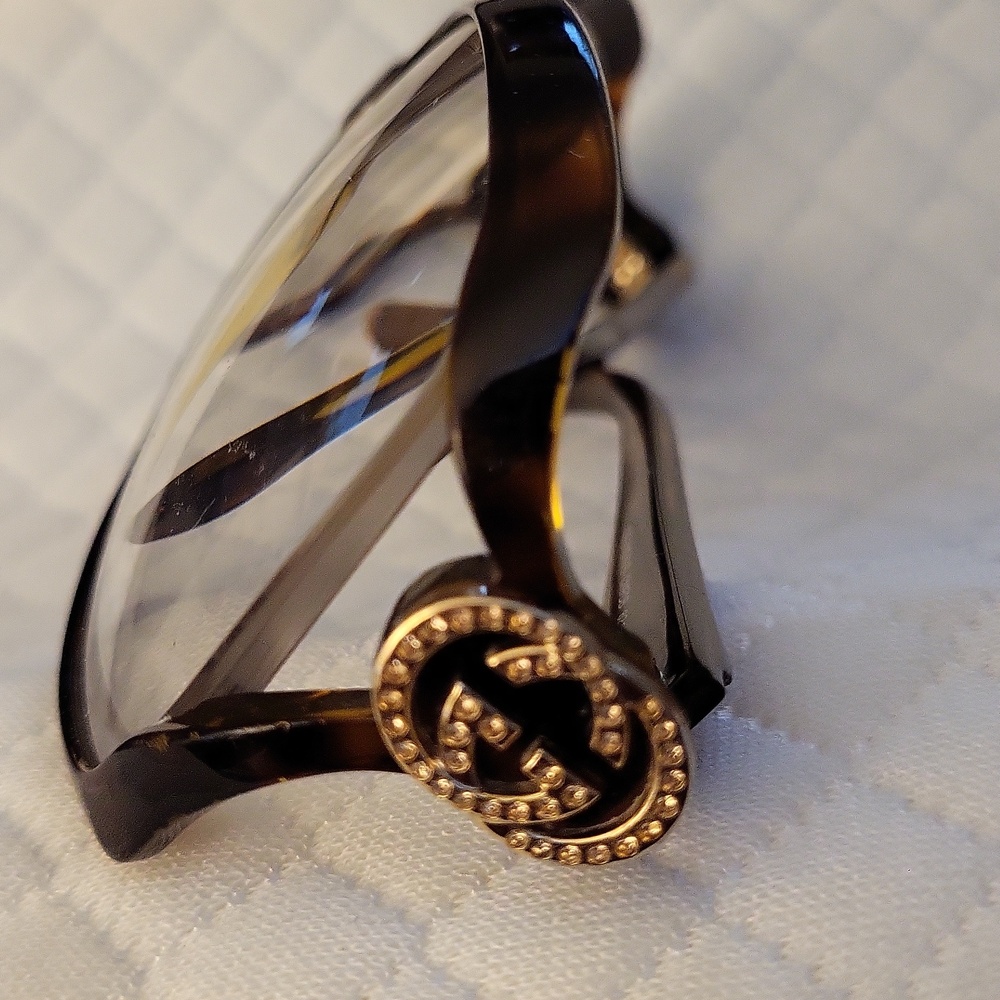Gucci Black Tortoiseshell Crystal GG Logo Womens Glasses FRAMES ONLY - Picture 5 of 12